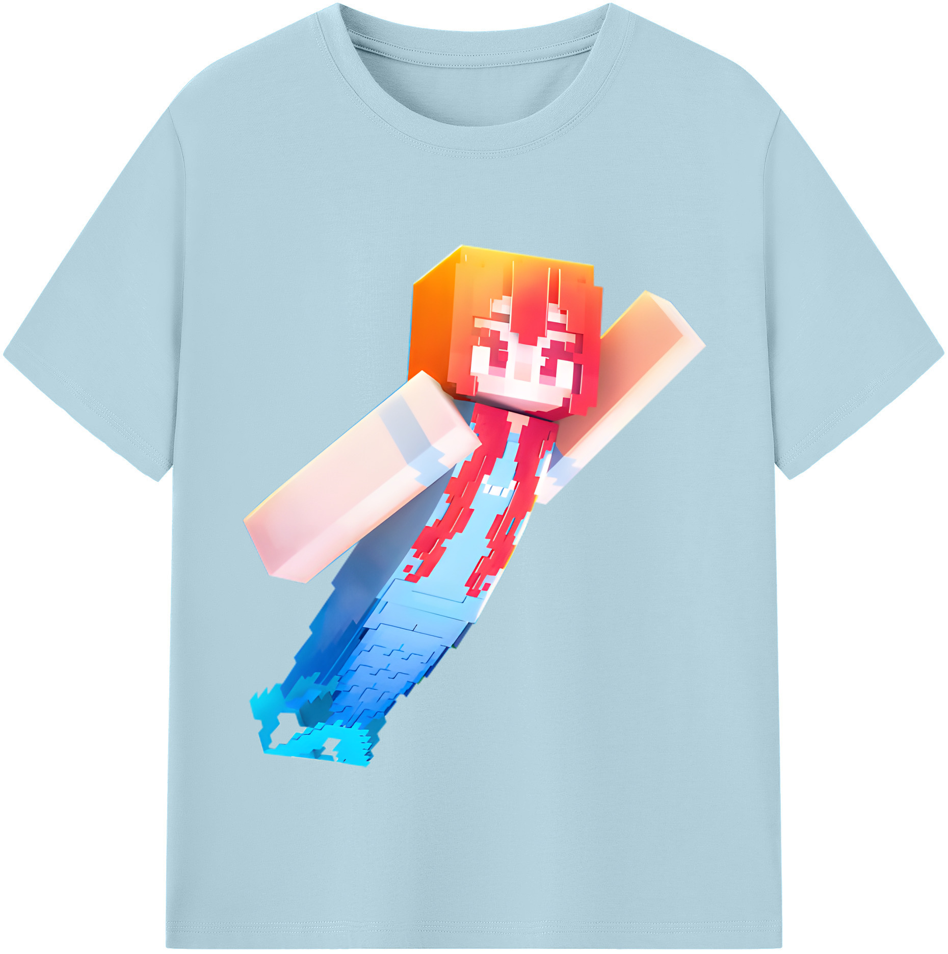 （画像用） マインクラフト ブロックの世界 Minecraft MC Block world 綿100％半袖Tシャツ（フロントプリント）
